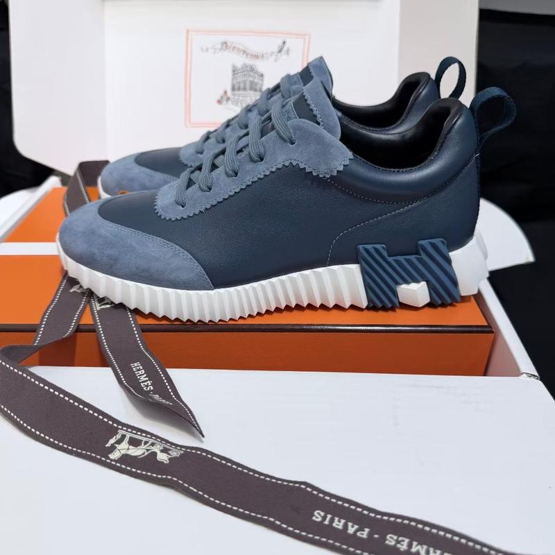 Hermes H cuir bleu bicouleur