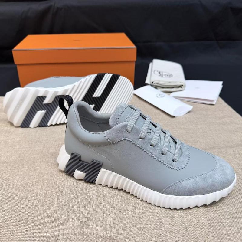 Hermes H cuir-daim gris clair bicolor