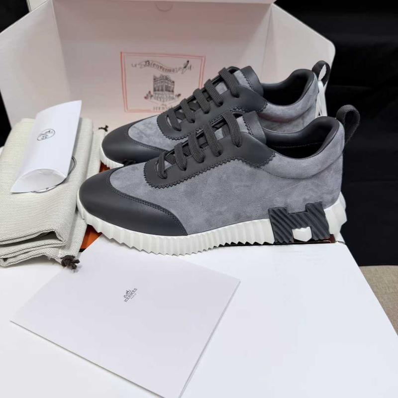 Hermes H cuir daim gris fonce bicolor