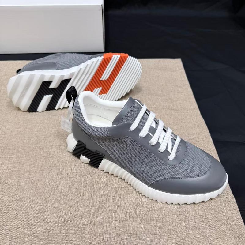 Hermes H cuir tissus gris orange bicolor