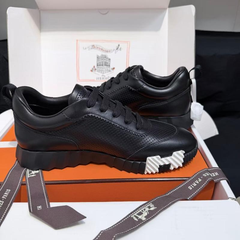 Hermes H cuir noir blanc