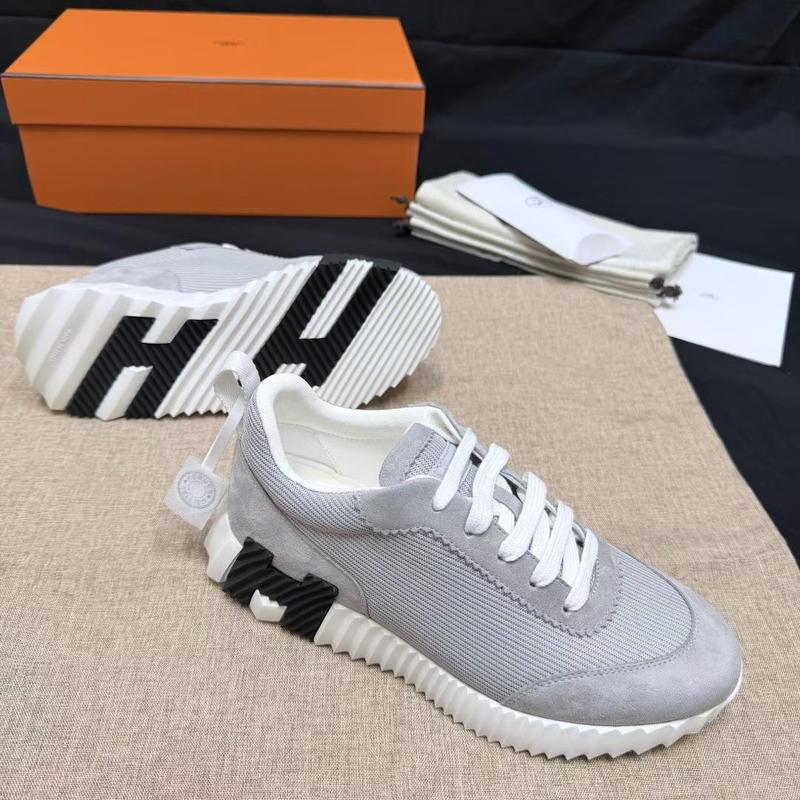 Hermes H cuir tissus gris bicolor